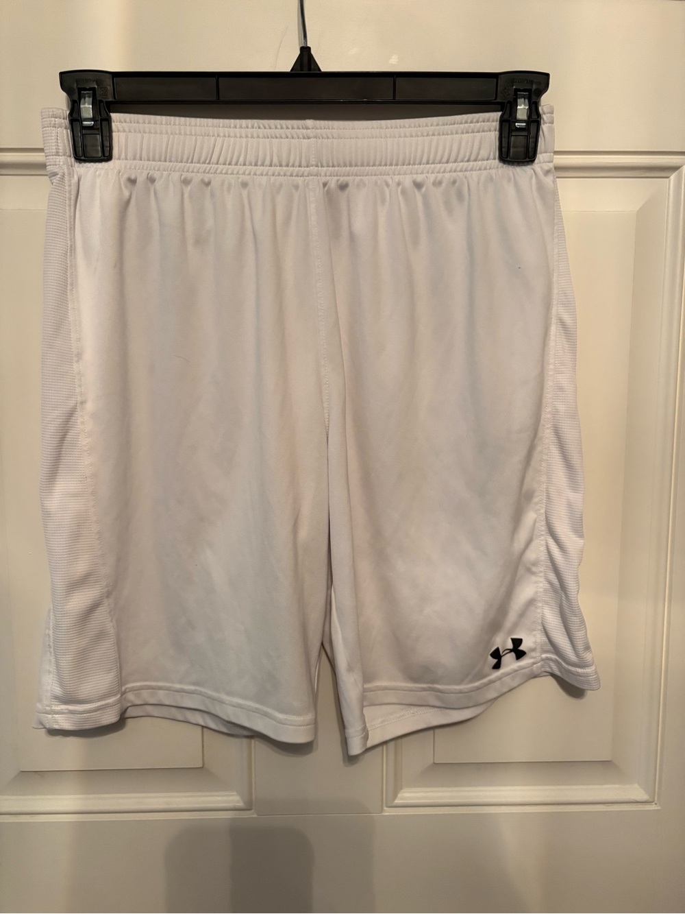 Under Armour White Boys' Athletic Shorts with Black Logo